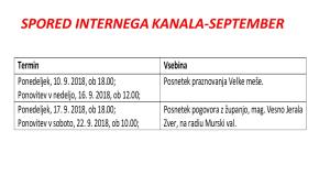 Spored internega kanala september